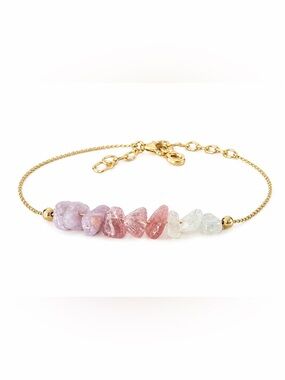 Menopause Gold Crystal Bracelet Strawberry Quartz Moonstone Lepidolite Balancing